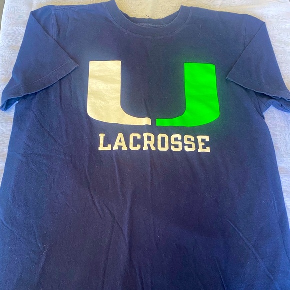 LACROSSE “ THE NIKE TEE “ Navy Blue Shirt with bright green and white logo - Picture 1 of 5